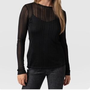 Saint + Sofia Demi Lace Long Sleeve Tee Black